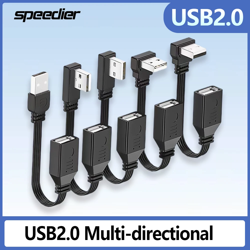 USB2.0 Male Female Extension Adapter Cable Up Down Left Right Angled for Mouse Keyboard Phone HD TV Laptop Computer Game Console