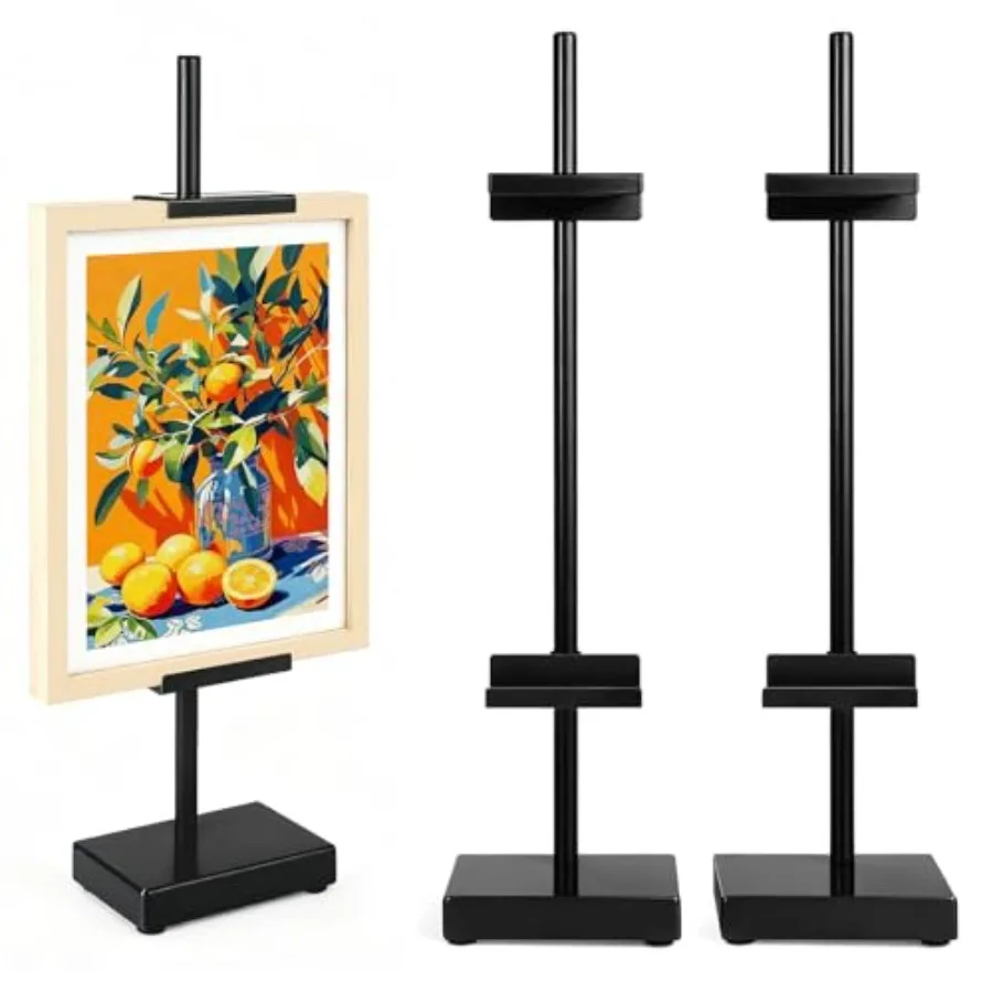 

Adjustable Tabletop Easel Stand Black Picture Easels for Display Up to 17" H Metal Picture Frame Holder Stand Table for Art Pho