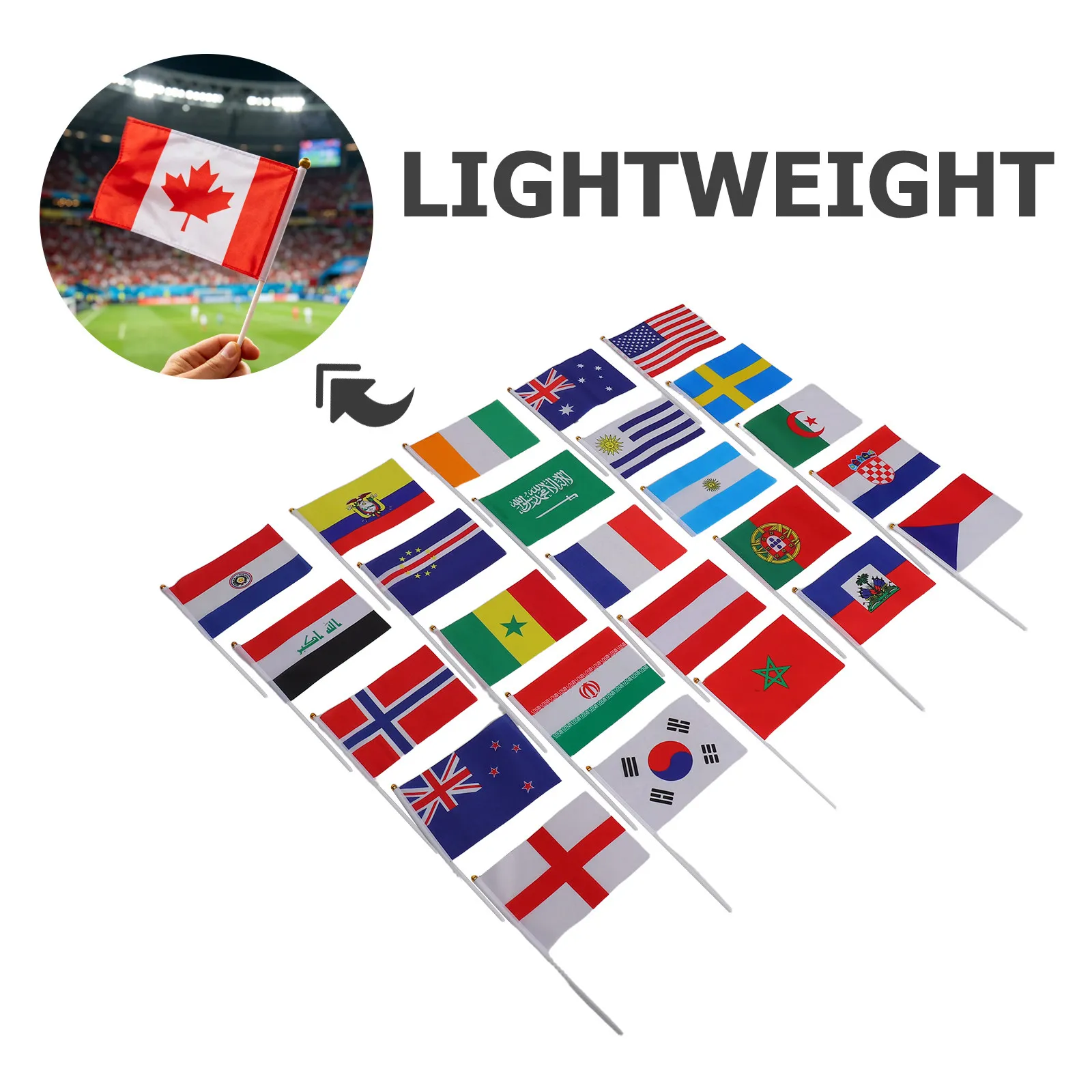 47Pcs Handheld Flags Mini Stick National Pride Party Celebration Mini Waving Flags for Sports Festival Event Parade