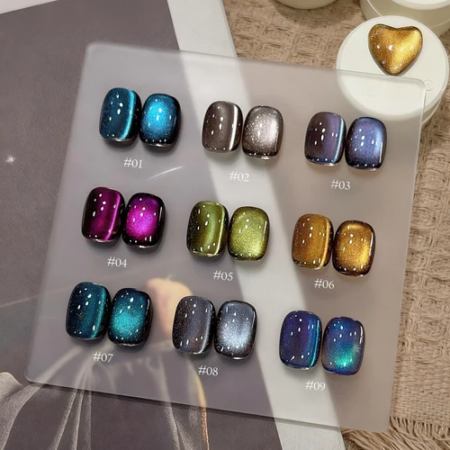 Imagen 1 del producto MIANEL 10ML 1-10 Uds 2025 invierno Navidad desierto humo serie gato ojo Gel esmalte de uñas marrón y verde brillante uñas de ojo de gato