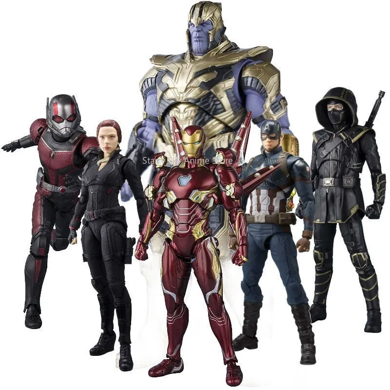 Marvel SHF The Avengers Iron Man Thanos Captain America Spider-Man Movable Figure Handmade Model Children Favorite Gift Colorbox