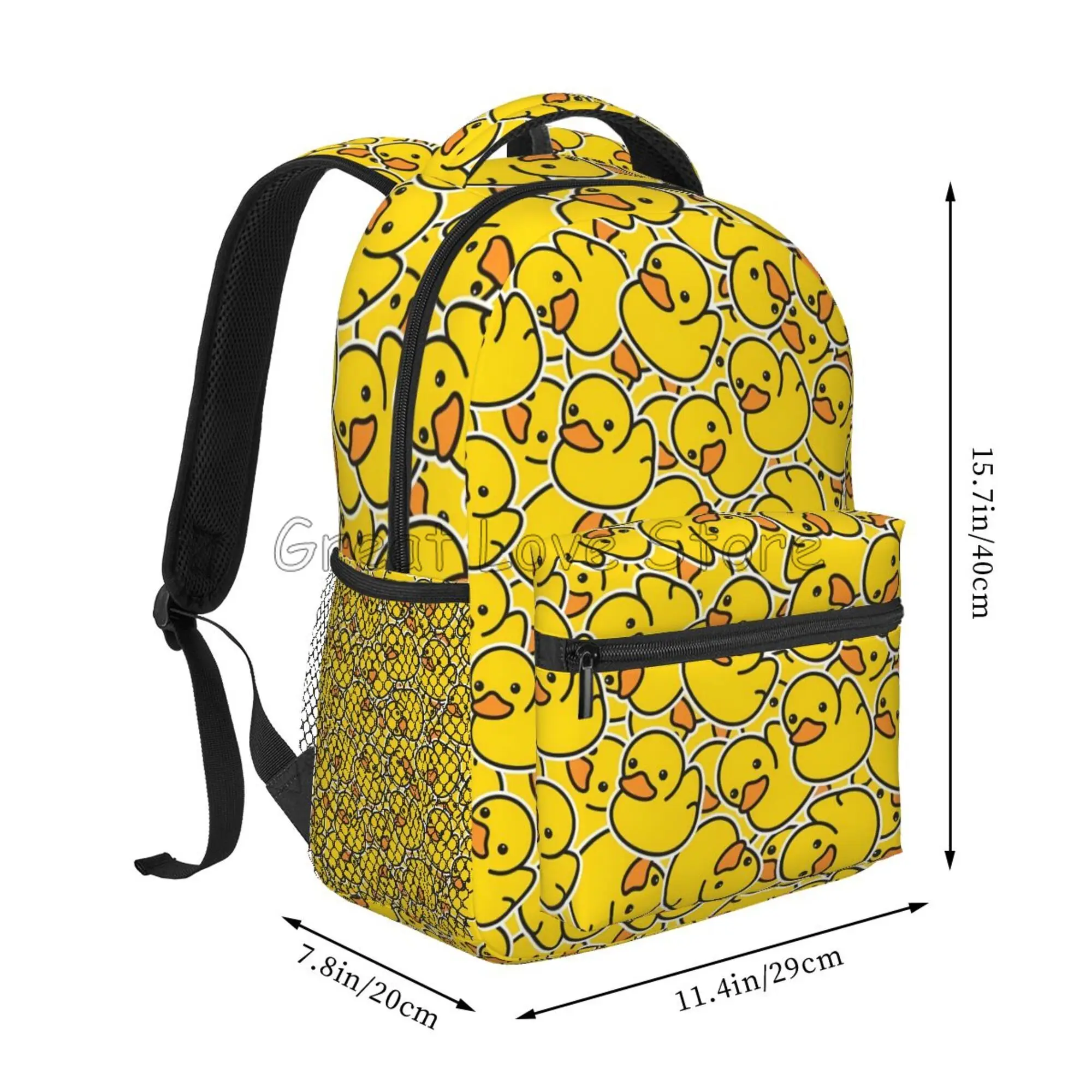 Rubber Cartoon Ducks Print Laptop Backpack Cute Yellow Ducks Large Capacity Travel Backpacks Student Shoulder Bag School Bookbag
