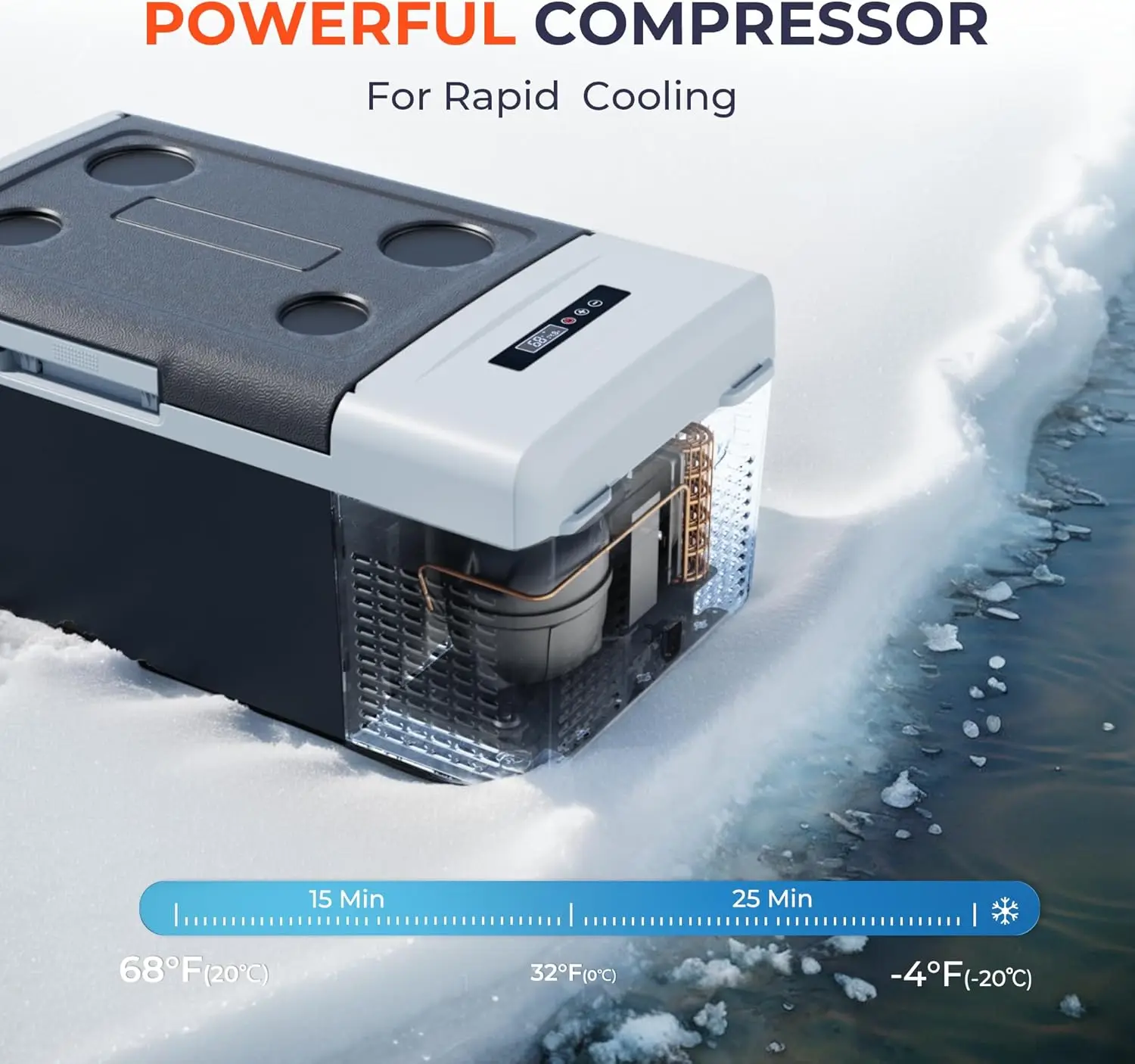 

Refrigerator Portable Fridge - 16Quart(15L) Electric Cooler Compressor fridge -4℉~68℉, 12/24V DC & 100-240V AC Car Refrigerator