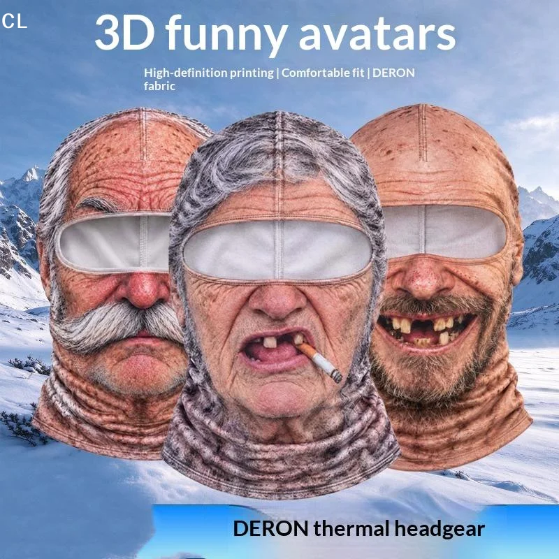 AttireTroveFunny Realistic Face Ski Mask,Old Man Ski Mask Funny Realistic Face ,Novelty Winter Face Cover For Skiing Parties