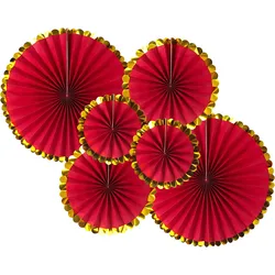 6PCS/Set Red Golden Foil Spring Festival Christmas Decoration Wedding Paper flower Red Haning New Year Happy Birthday Party