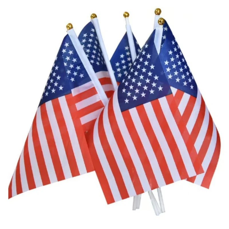 50pcs/20pcs American USA Flags on Sticks for 4th July Decorations, America Small Flags for Memorial Day Independence Day Decor