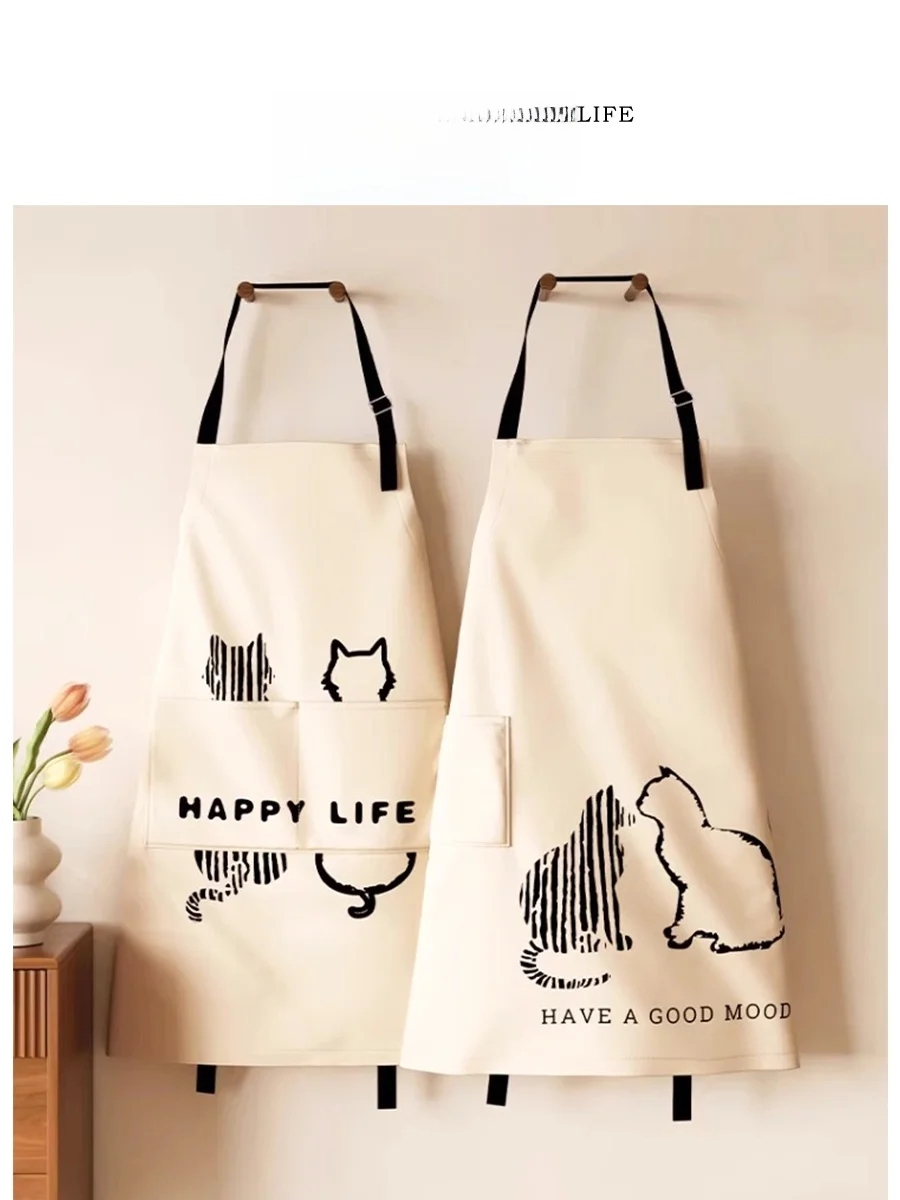 

Кухонный фартук Tlife Silhouette, водонепроницаемый, маслостойкий, для домашнего использования, кремового цвета, унисекс, из хлопка и льна, единый размер подходит всем