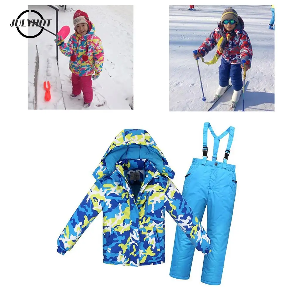 

Winter -30 Degree Snowboard Clothes Ski Suit Kids Warm Waterproof Outdoor Snow Jackets + Pants For Girls And Boys Brand