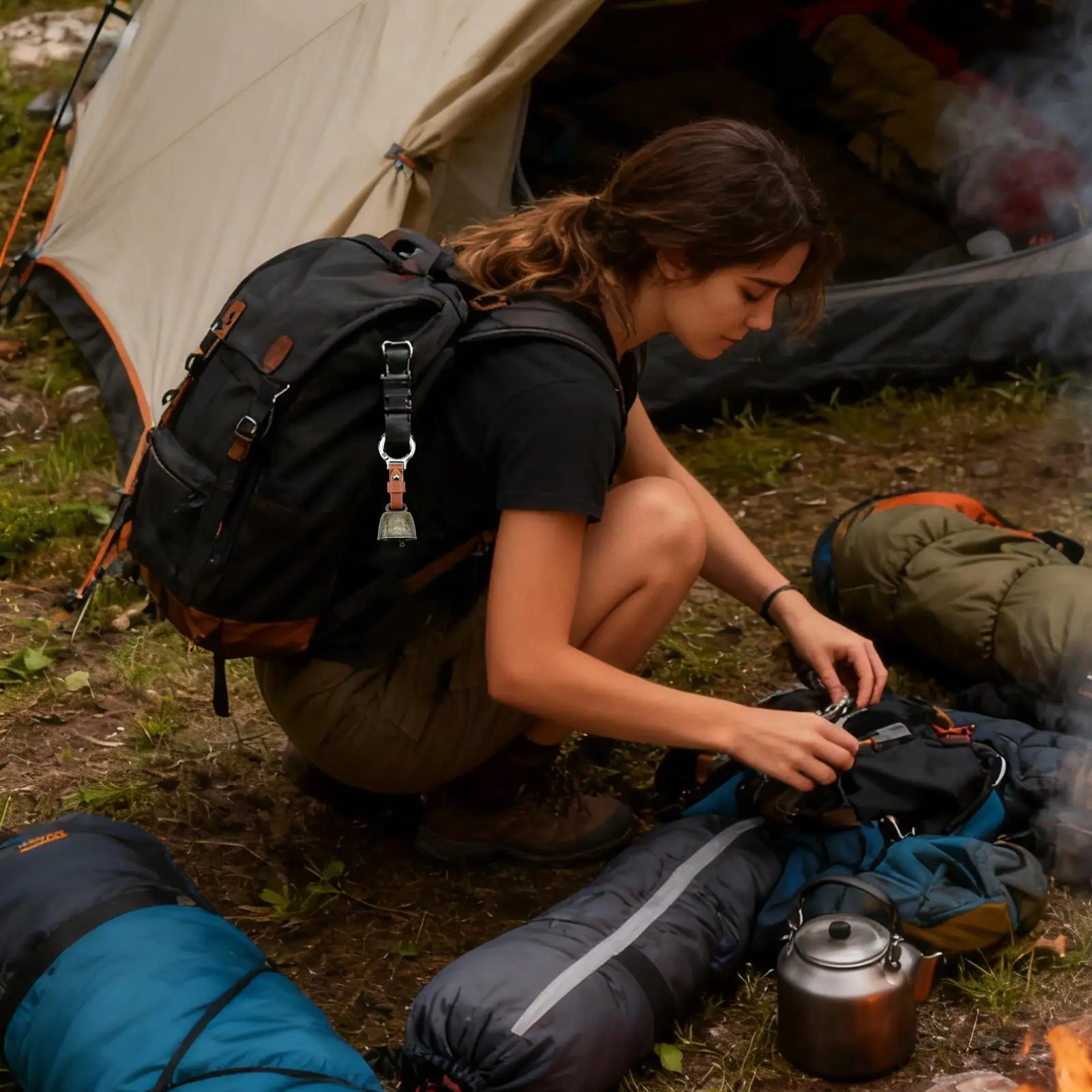 

Bear Bell Self Defense Alarm Siren Loud Bell With Keychain To Scare Bears For Hiking Camping Trekking Mountain Climbing Survival