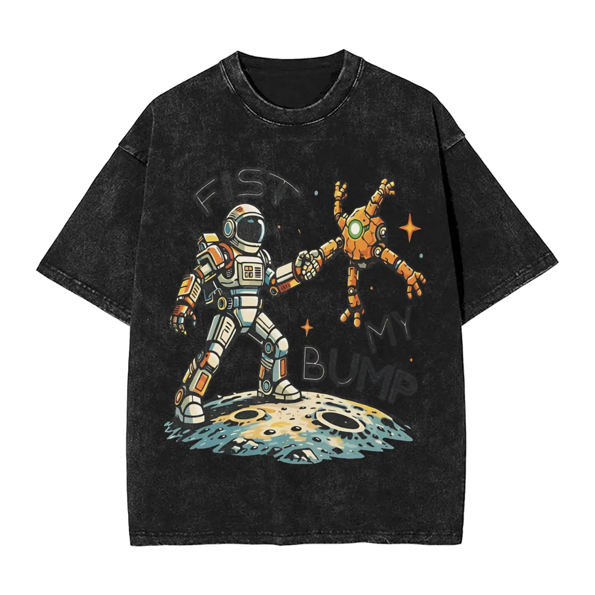 Men T-Shirt Fist My Bump Project Hail Mary Rocky Washed T Shirts Trendy Cool Summer Tees Retro Print Casual Clothes Plus Size