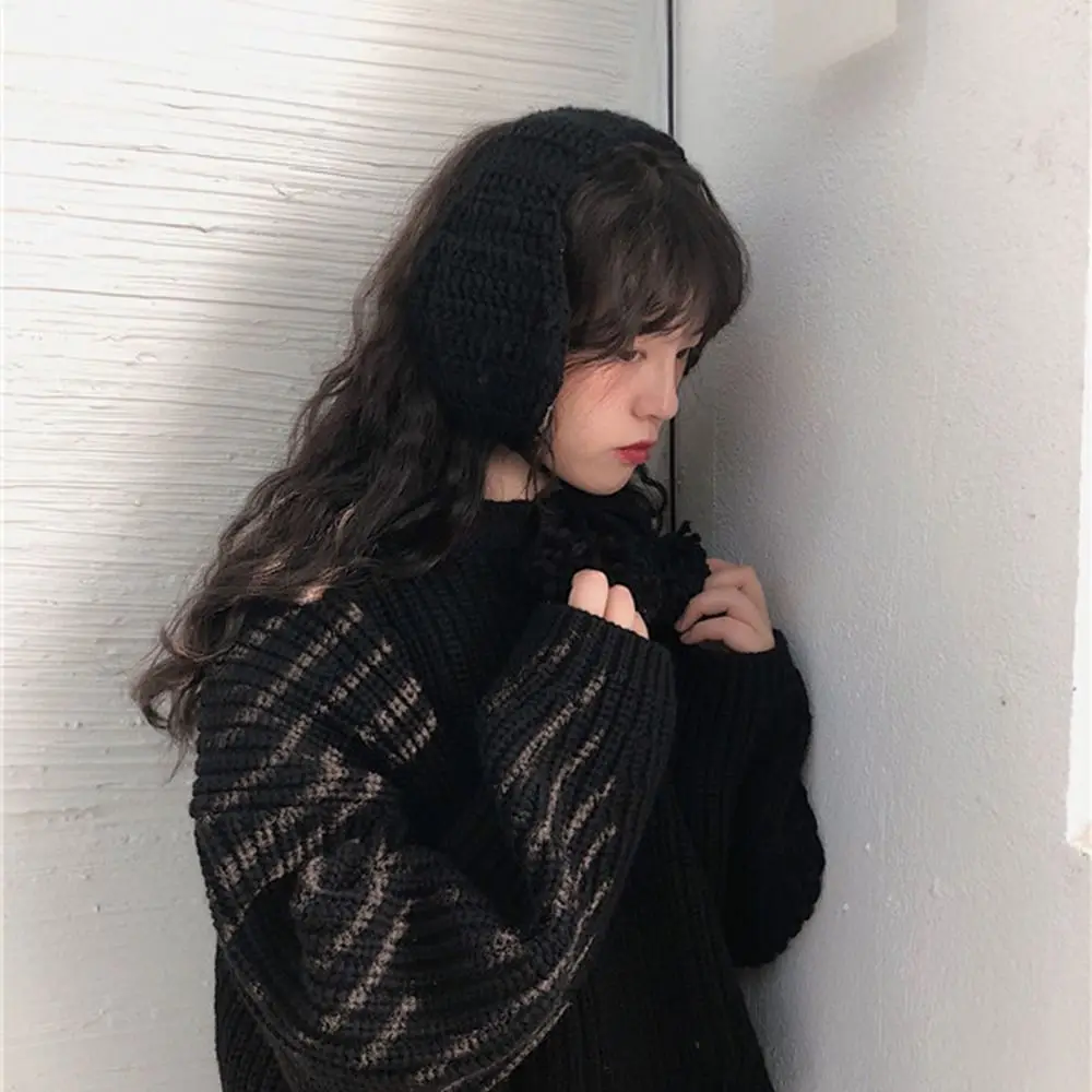 

Шикарные наушники в корейском стиле Y2k, утепленные однотонные вязаные наушники JK, ветрозащитные, мягкие, теплые, зимние наушники для девочек