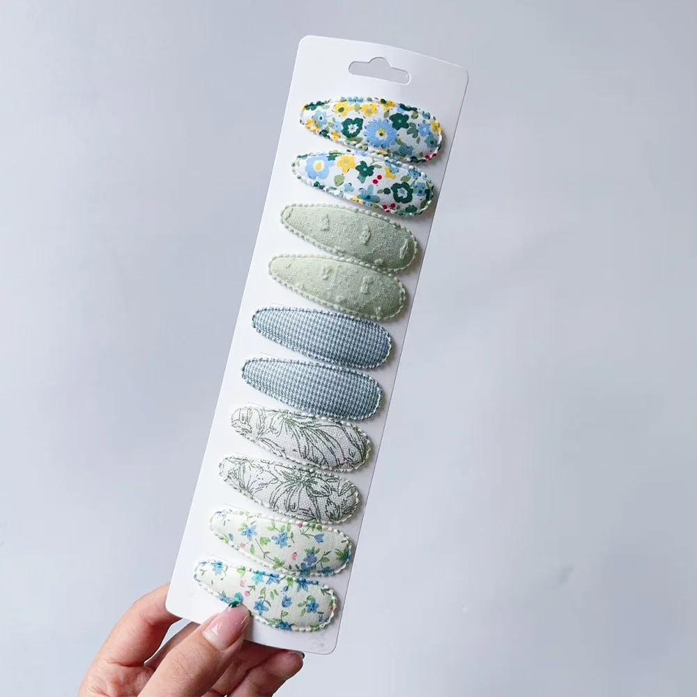 

20 Sets/Lot (200PCS) Sweet Baby Fabric Snap Clips Waterdrop Shape BB Hairpins