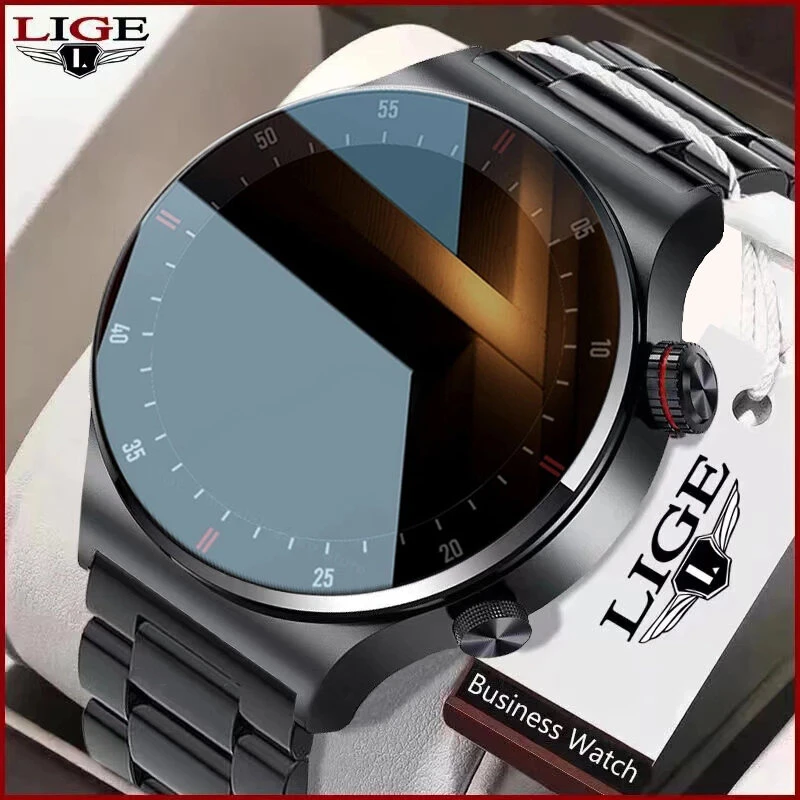 LIGE New Bluetooth Call Smart Watch Men Full Touch Screen Sports Fitness Watches Waterproof NFC Smart Man Watch For Android ios 