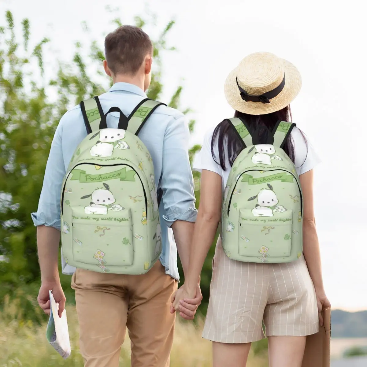 Tas sekolah ringan motif Pochacco, tas sekolah ringan, untuk sekolah, luar ruangan, belanja, kantor 15in 17in