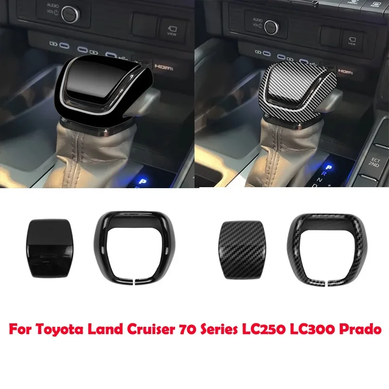 For Toyota Land Cruiser 250 Prado LC250 LC300 70 ABS Carbon Fiber Car Gear Shift Knob Gear Head Cover Trim Sticker Accessories