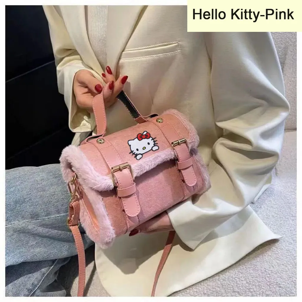 Sanrio Plush Square Bag Anime Shoulder Bags Kawaii Messenger Tote Cute Cartoon Backpacks My Melody Cinnamorol Kuromi Fashion Bag