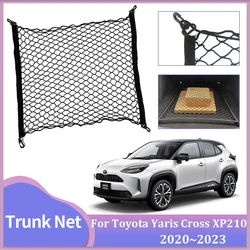 Trunk Net for Toyota Yaris Cross XP210 2020 2021 2022 2023 Car Rear Luggage Cargo Mesh Elastic Pockets Hooks Interior Accessorie
