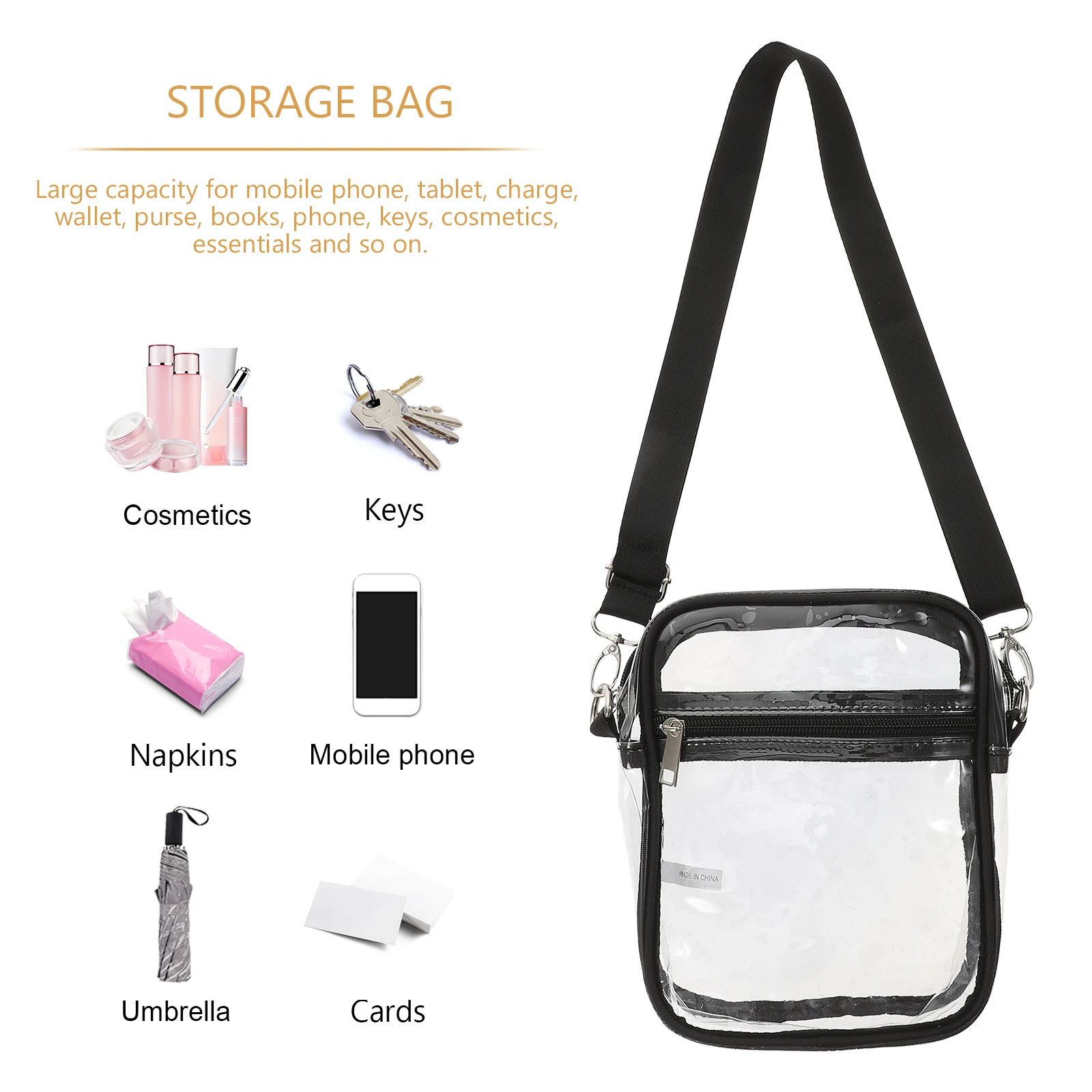 

PVC Transparent Shoulder Bag Clear Crossbody Stadium Concert Purse Wallet Women Phone Bag Clutch Small Purses Cellphone