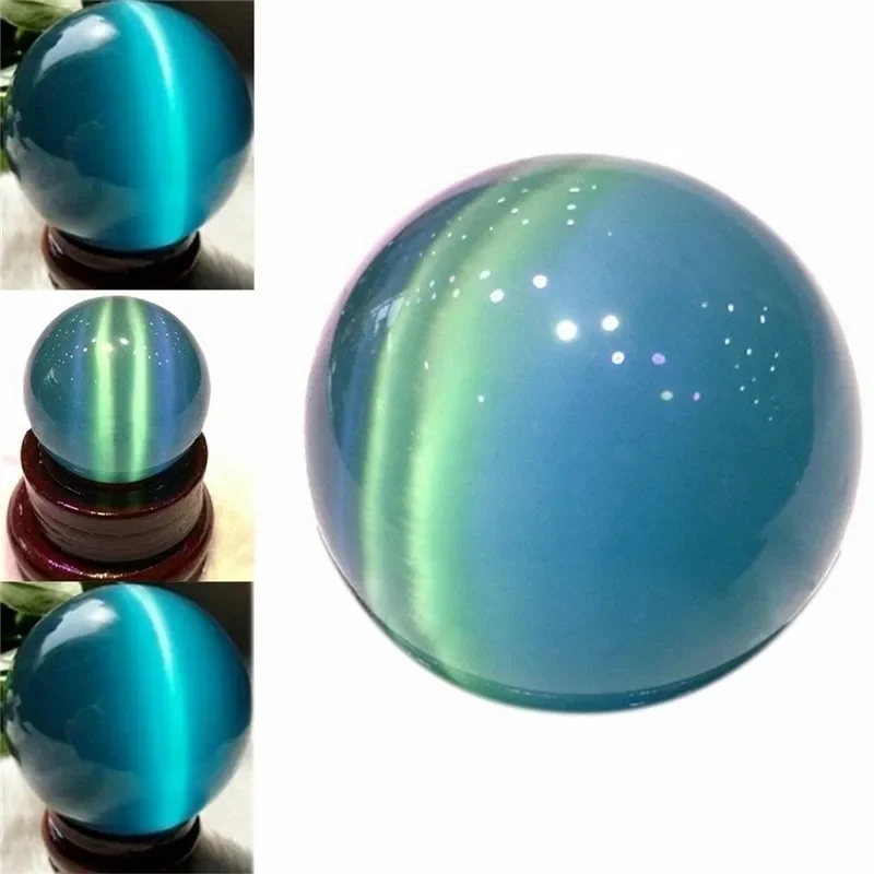 40mm Blue Cats eye Opal Stone Ball Quartz Crystal Sphere fengshui Ball Stone for Home Bedroom Office Decoration Gift