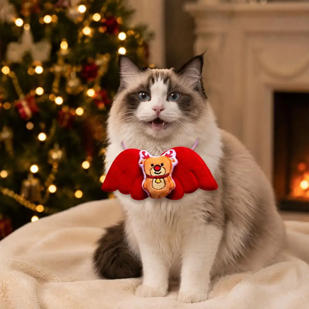Plush Toy for Cats Christmas Pet Collar Charm Plush Deer Ornament Soft Stuffed Hanging Pendant for Cats Small Dogs Holiday Party