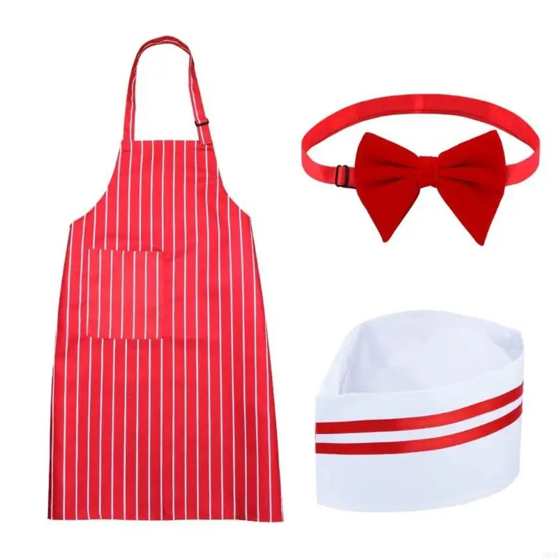 Kostium napoju Sodas z lat 50. wieku Fartuch Stripe, czapki i akcesoria Bowtie Ustaw kostium kelnerki dla kobiet mężczyzn