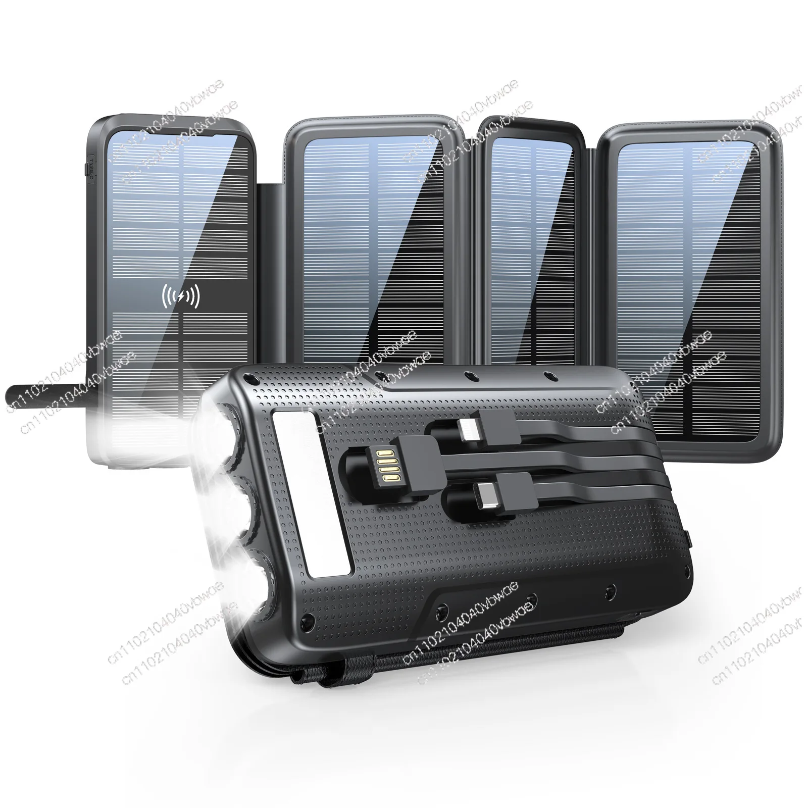

SolarCharger Power Bank 43800mAh with 4-in-1 Cables - Portable Solar Charger for Outdoor Camping Emergency Phone Charging