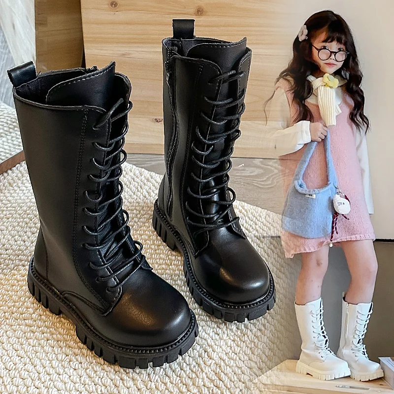 أحذية الفتيات الشتاء الطبعة الكورية الجديدة أحذية طويلة متوسطة الحجم للأطفال والفتيات أحذية الأميرة الطفل