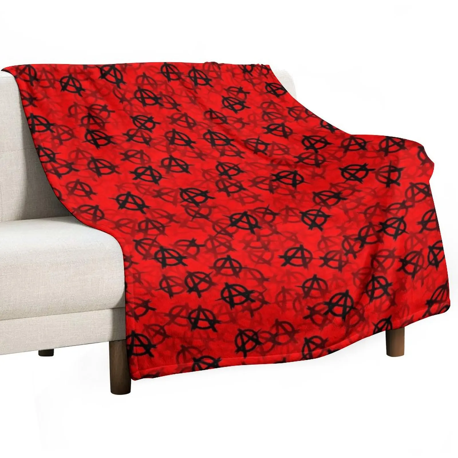 Anarchy (black on red) Throw Blanket Moving Winter beds Blankets