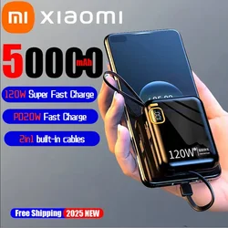 Xiaomi 120W Fast Charging 50000mAh Large Capacity Portable Power Bank Cable Two-way Mini Powerbank for iPhone Samsung Huawei