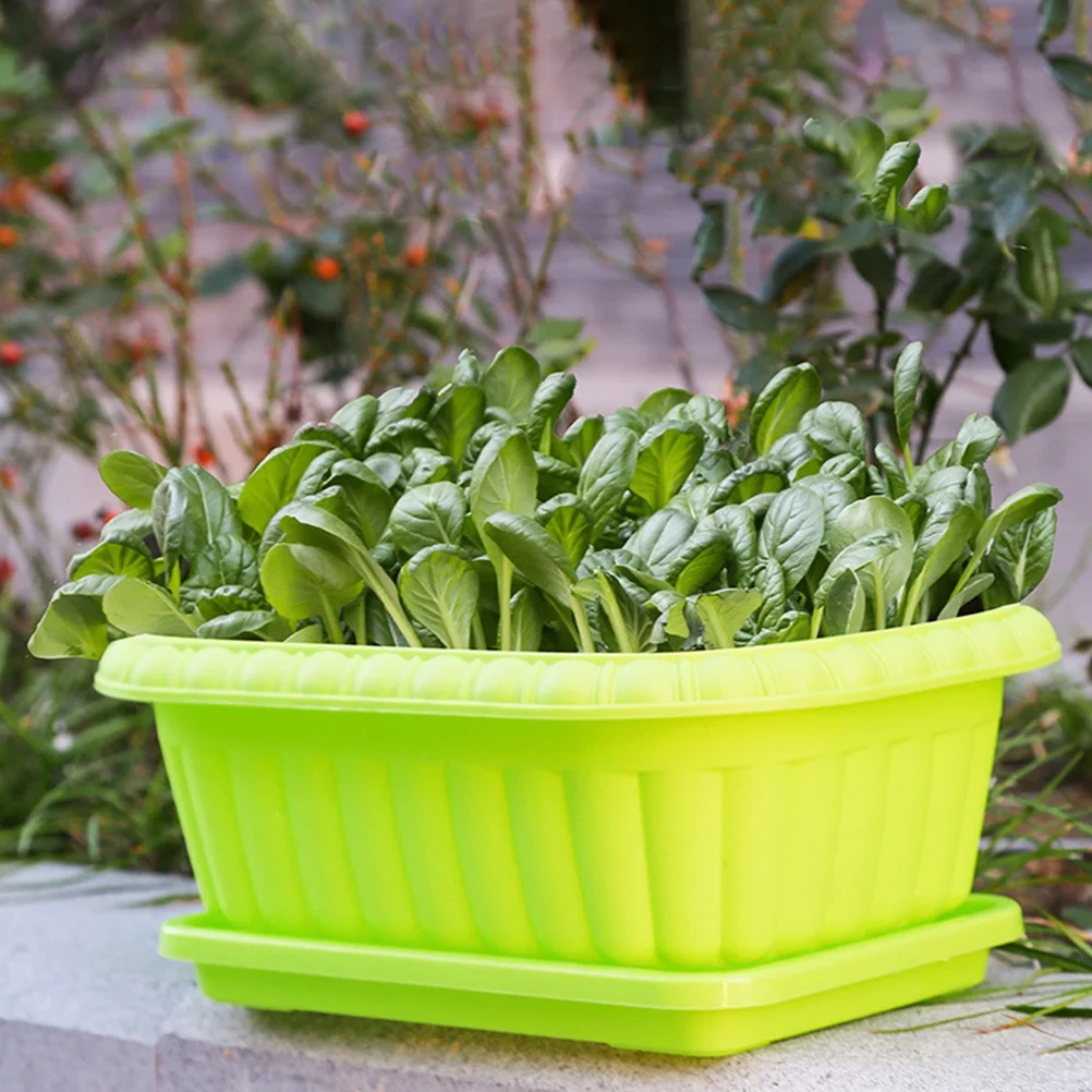 

2 Pcs Vegetable Growing Containers Plastic Garden Pots Small Size Planters Balcony Trays Box Planter