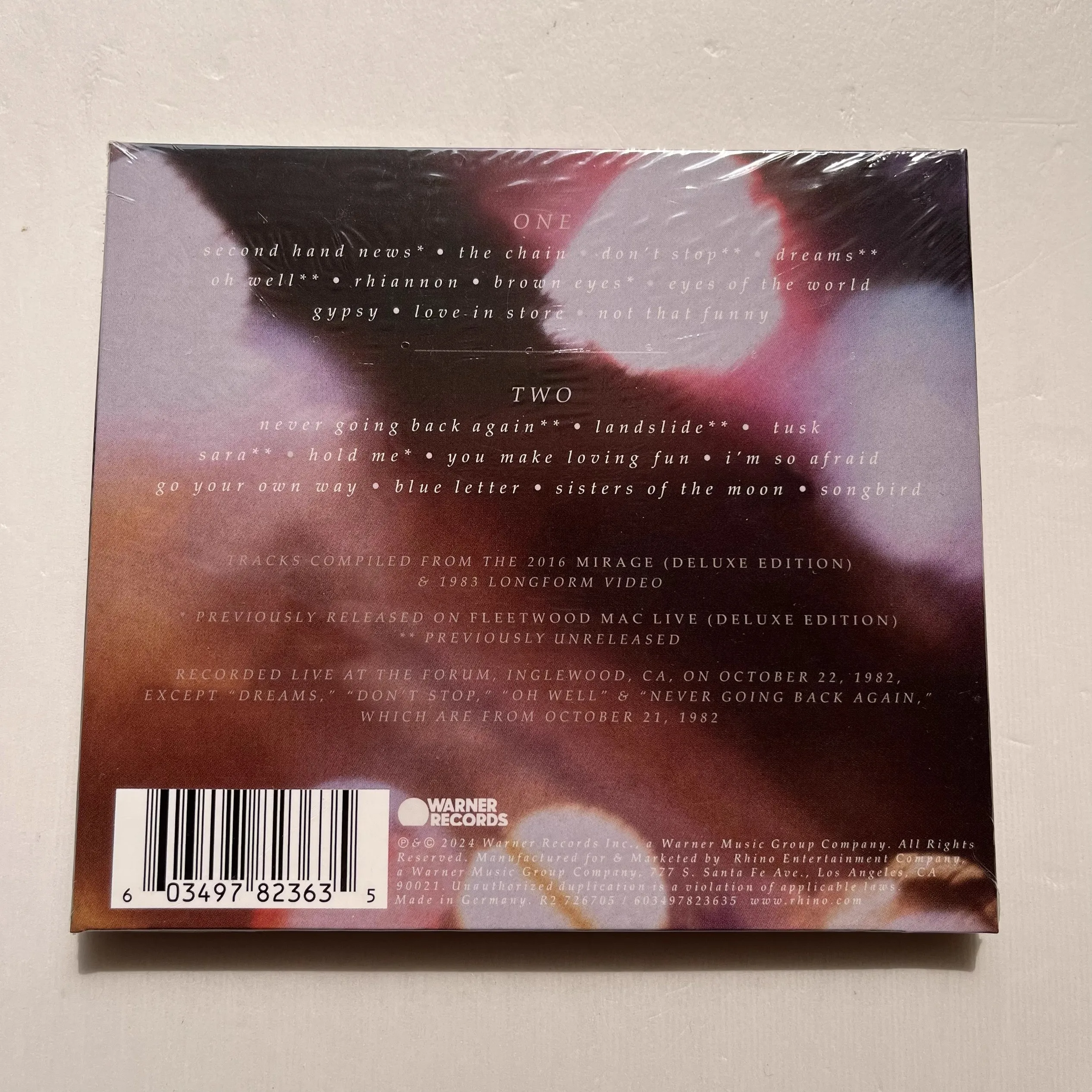 Blues Rock Fleetwood Mac John McVie Music CD Mirage Tour 82 (Live) Album 2pcs Music Record Cosplay Walkman Car Soundtracks Box