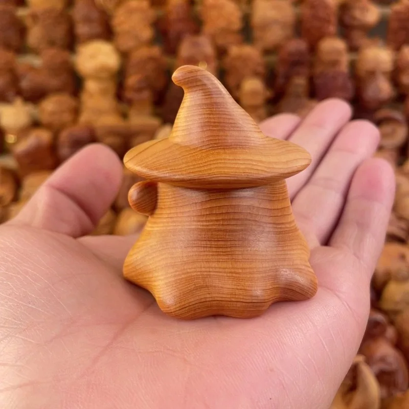 Wooden Carving Magic Elf Handle Cute Cartoon Elf Home Decor Desktop Ornament
