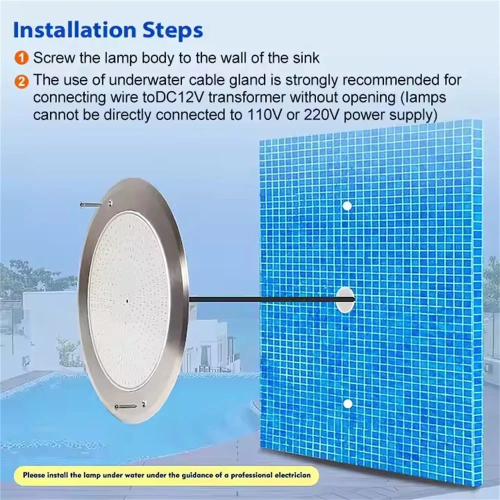 DC12 12W RGB LED Pool Light Bluetooth APP Control IP68 Outdoor Underwater lighting Fountain Landscape Lamp Piscina Luz Spotlight