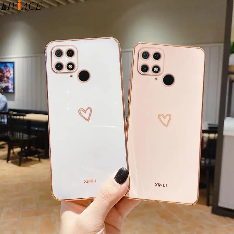 POCOC40 Luxury Plating Love Heart Phone Case On For Xiaomi Mi Poco C40 C 40 M4 Pro 4G 5G M3 X3 Nfc Pro F3 Poko Fundas Cover