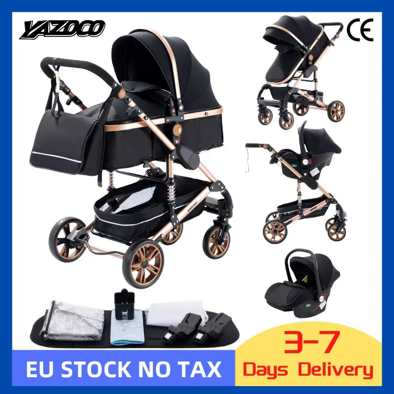 3 in 1 Baby Stroller Multi-functional High Landscape Cart Can Sit Reclining Light Folding Strollers Baby Pushchair Baby Carriage