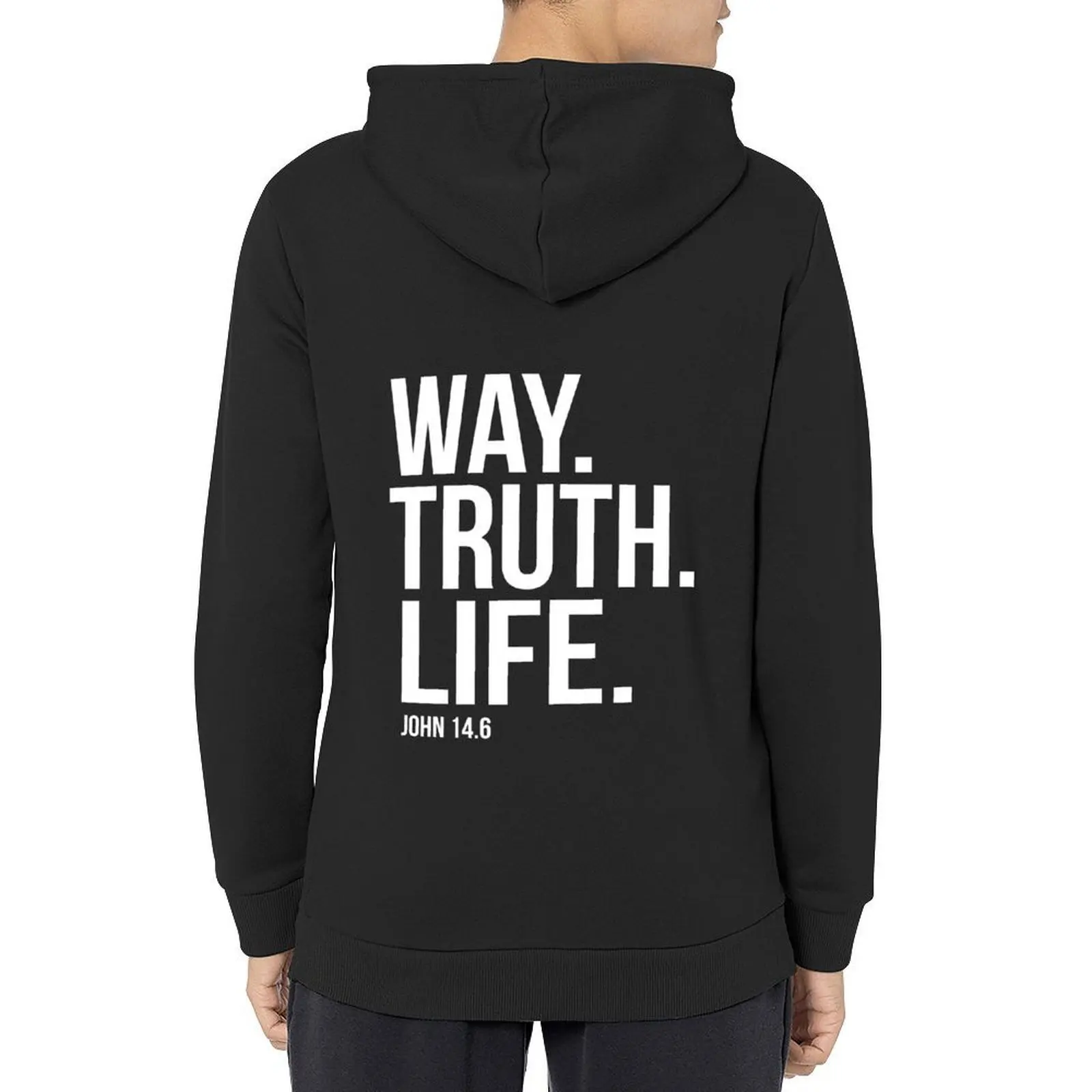 طريقة حياة الحقيقة جون 14:6 الكتاب المقدس الآية المسيحية هدية هوديي ملابس رجالية ملابس رجالي الملابس الكورية هوديي الرجال