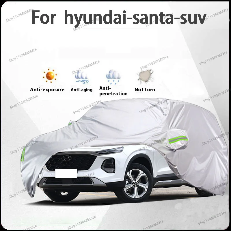 

Чехол для автомобиля Hyundai Santa Fit — водонепроницаемый, пылезащитный, солнцезащитный козырек (УФ), снегозащитный | Серебряное полное покрытие с защитой в течение всего дня