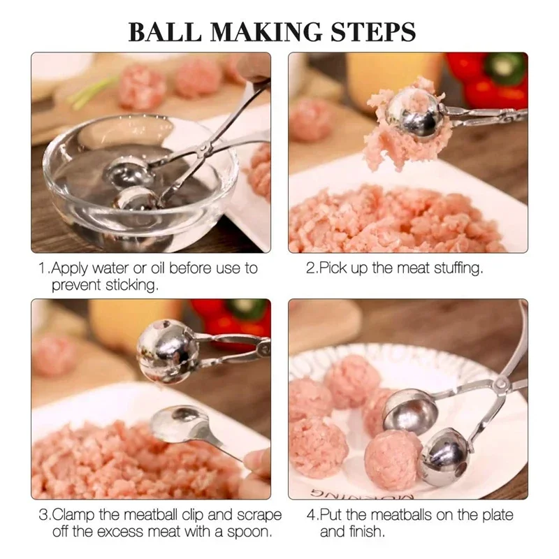 Meat Baller Stainless Steel Stuffed Meat Ball Maker None-Stick Meat Fish Meat Ball Maker Kitchen Meat Tools