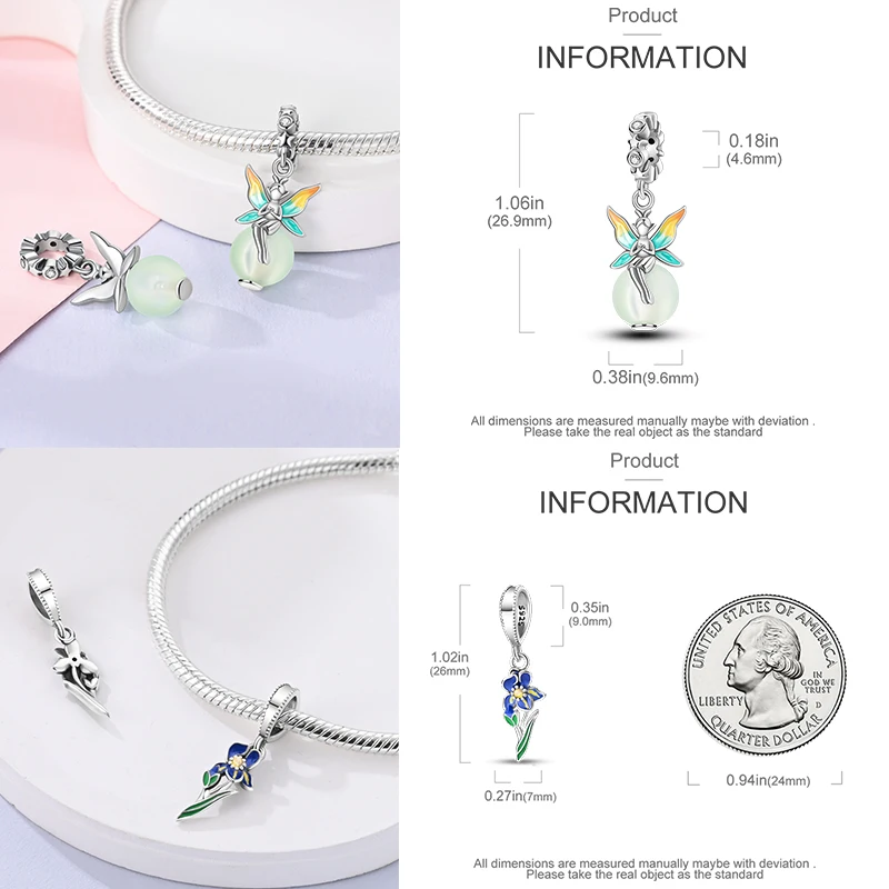 925 Sterling Silber Charm-Perlen Leuchtturm Walhai Meerjungfrau Kunstpalette Axolotl Glühwürmchen DIY Armband Halskette Geschenk für Frauen – Detail 23