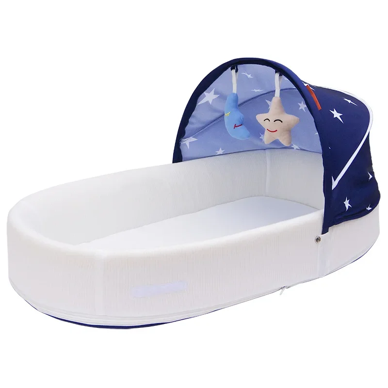 Adjustable Twin Baby Bassinet High Multifunctional Bedside Cradle Bed Modern Metal Design for Bedroom