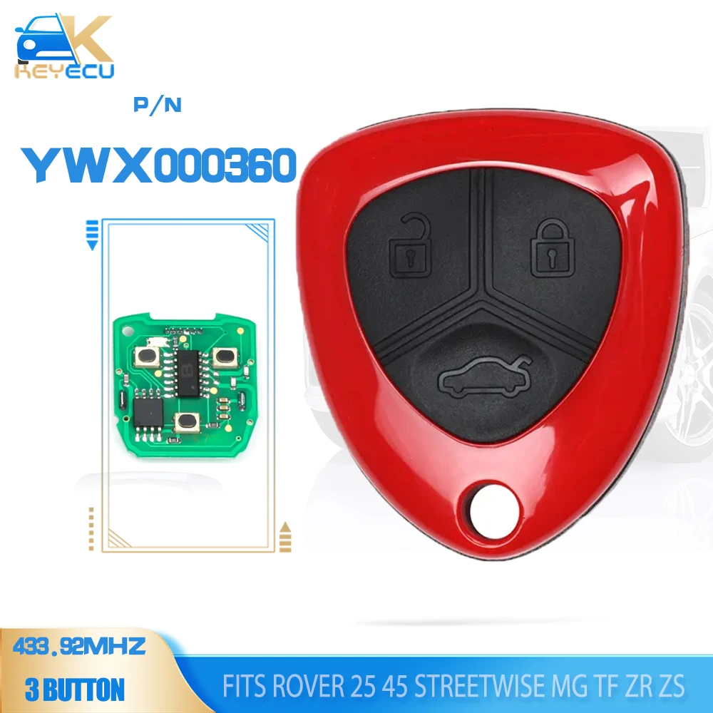 KEYECU YWX000360 3B 433MHz Upgraded Remote Key Fob for Rover 25 45 Streetwise MG TF ZR ZS