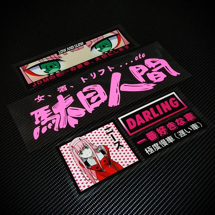 

Car Stickers Cartoon Cartoon Motorcycle Body Tank Decal for Street Racing Culture Japan Anime Girl Slow JDM Sun Wine