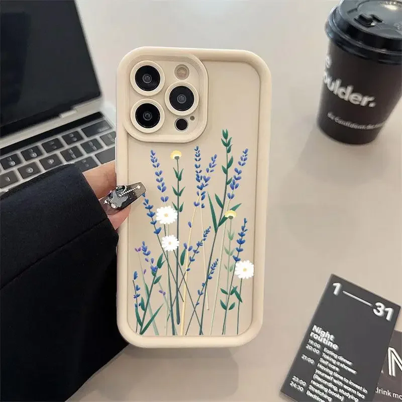 Phone Case For Samsung Galaxy A55 A54 5G A35 A15 A25 A51 A71 A13 A04E A32 A14 S24 Ultra S21 S23 FE Flower Shockproof Soft Cover