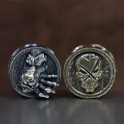 Wolf Skull Head Brass Knife Beads Punk EDC Outdoor DIY Paracord Woven Lanyard Pendants Retro Umbrella Rope Bracelets Accessories