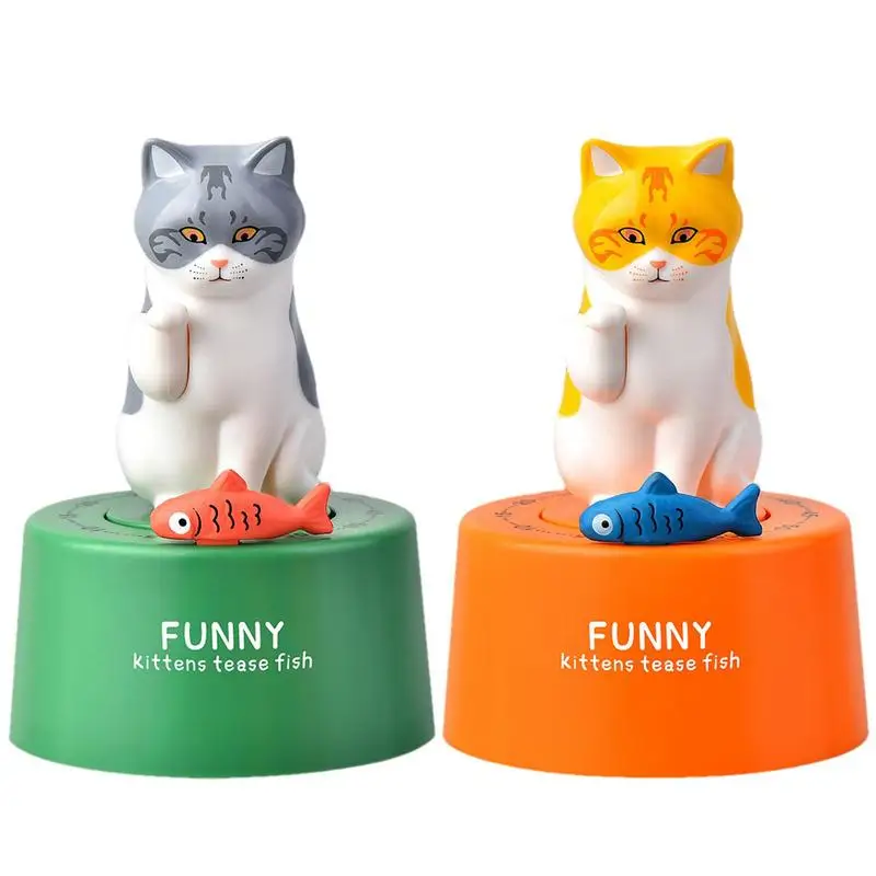 Mini Mechanical Cat Timer Home Time Management Countdown Timers Kitchen Reminder  Wind Up Dial Rotating Countdown Egg Timer