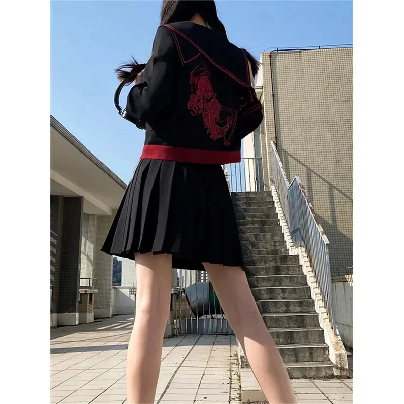 ชุดนักเรียน Nicemix Jk ของแท้ รุ่นดั้งเดิม สีเข้ม คอลเลคชั่น 2023SS ชุดนักเรียนสาวซน แขนยาว กระโปรงยาว ชุดเต็ม ดีไซน์เฉพาะตัว สไตล์สตรีทแวร์ yi;4