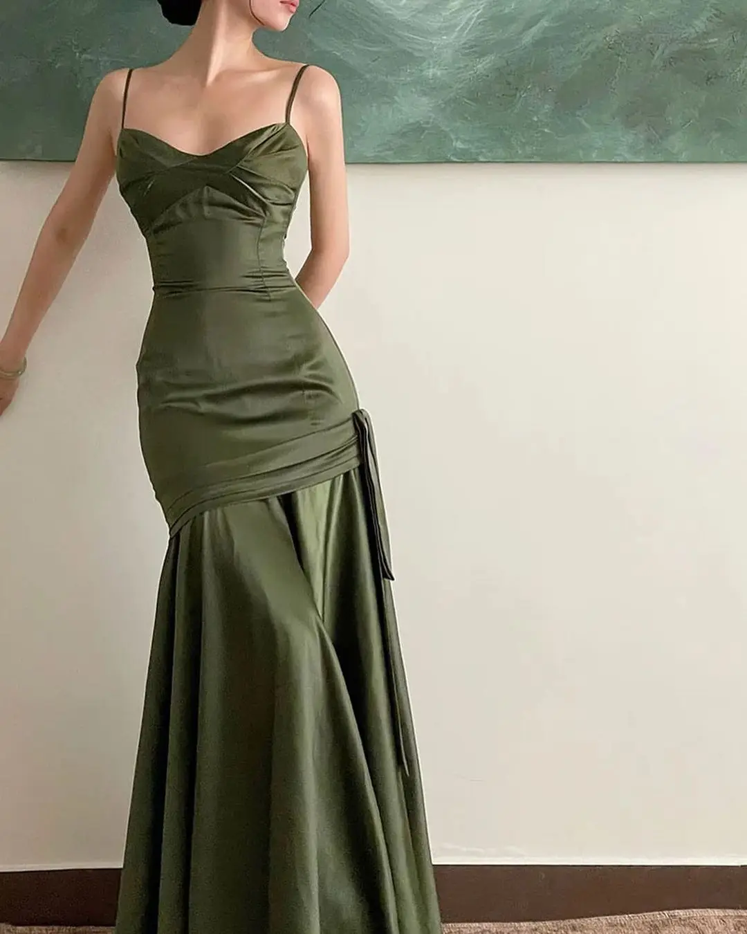 

Sweetheart Empire Floor Length Spaghetti Straps Sleeveless Prom Dresses Evening Dresses Saudi Arabia Women's Formal Dress