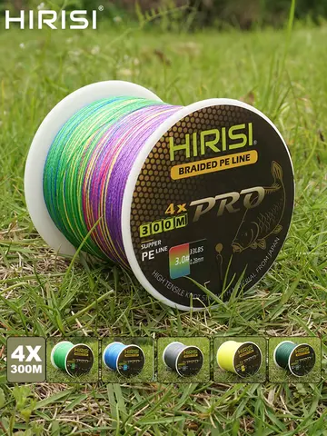 Hirisi Carp Fishing Line 300M Braided PE Line 4 Strands 15-50LB Multifilament Fishing Line Smooth Fishing Accessories