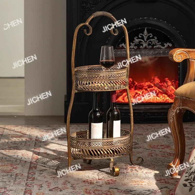 رف تخزين معدني قديم من JCH، رف نبيذ أحمر قابل للإزالة لغرفة المعيشة المنزلية، رف فواكه للوجبات الخفيفة متعدد الطبقات #1