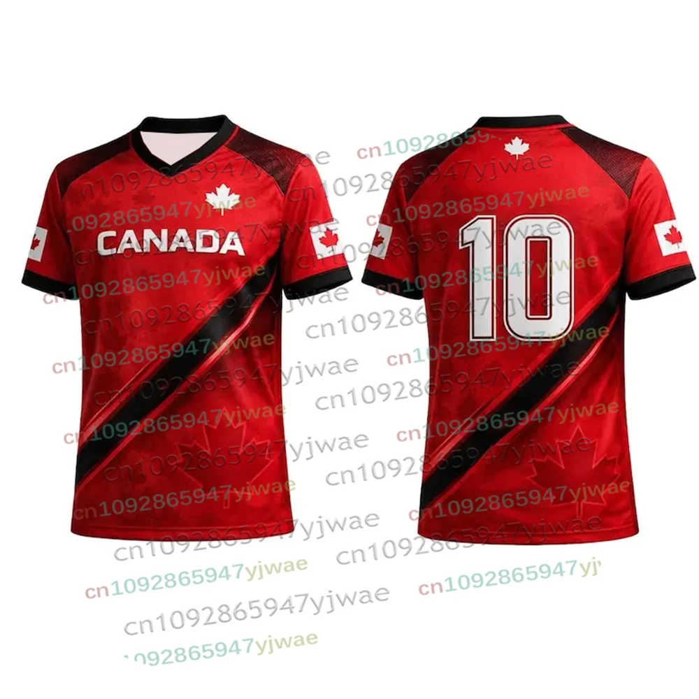 Canadian Flag Maple Leaf Special Youth Football Jersey Men Casual Sport Top Competition Training Tee Summer Parent-child Tshirt